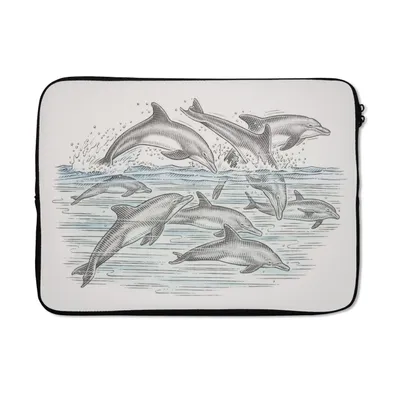 Produktbild von MuchoWow® Laptop Hülle 13 Zoll Delfine - Wasser - Tiere Laptoptasche - Laptophülle - Sleeve - Rundumschutz