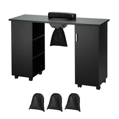 Produktbild von Stół do manicure VEVOR Stół do paznokci z elektrycznym pochłaniaczem pyłu, mobilne biurko do paznokci z 8 kółkami (4 z blokadą), 3 workami na pył i podpórką pod nadgarstki, stanowisko do zdobienia paznokci z płyty MDF