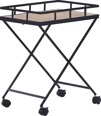 Produktbild von BELIANI Servierwagen Schwarz / Heller Holzfarbton aus MDF/ Metall 33 x 44 x 56 cm Rechteckig Viel Stauraum Wohnzimmer Modern Elegant