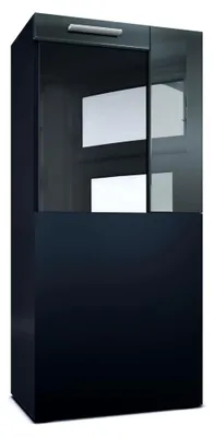 Produktbild von Stand- und Hängervitrine Movie, Schwarz matt/Grau Hochglanz - Moderne Glasvitrine - (BxHxT): 50,5 x 111 x 32,5 cm