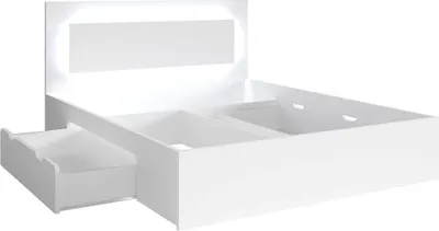 Produktbild von Bett 140x200 cm in weiß FAIDO-166, Kopfteil mit LED-Beleuchtung