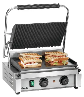 Produktbild von Bartscher Panini-T 1GR, Schwarz, Edelstahl, Edelstahl, Rechteckig, Drehregler, 360 x 285 mm, Eisenguss