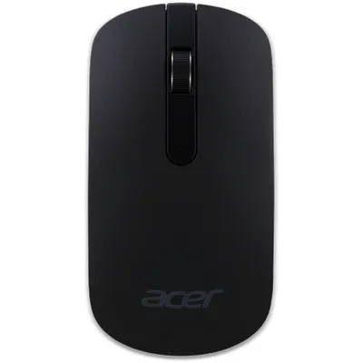 A top-down view of a black Acer wireless mouse on a white background.