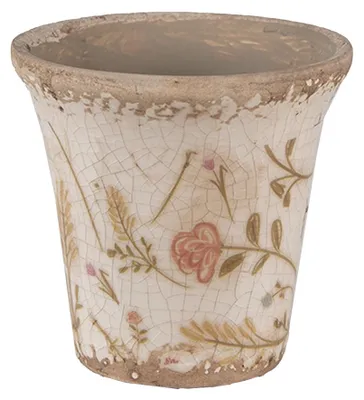 Produktbild von Clayre & Eef Blumentopf Ø 9x8 cm Beige Rosa Keramik Blumen
