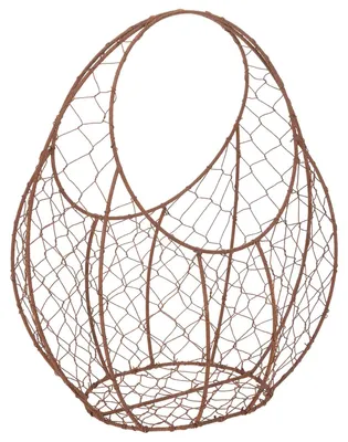 Produktbild von Drahtkorb Metall Edelrost Pflanzkorb Frühling Osterdeko Braun