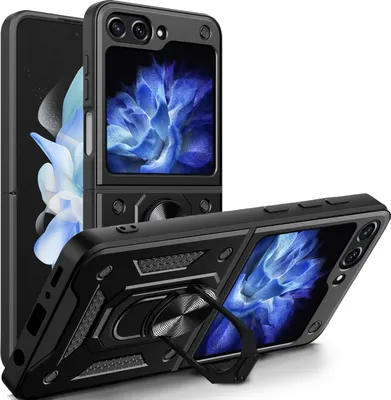 Produktbild von Outdoor Panzer Hülle für Samsung Galaxy Z Flip 7 FE mit Kameraschutz Ringhalter in Schwarz