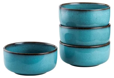 4er-Set Porzellan-Schüsseln, blau, 26 oz, für Müsli, Suppe, Salat
