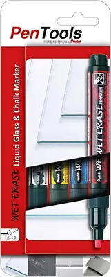Immagine prodotto di Pentel SMW26-PRO4MX1EU Pennarello a gesso Pentel WET EARASE SMW26, confezione da 4 pezzi, assortiti