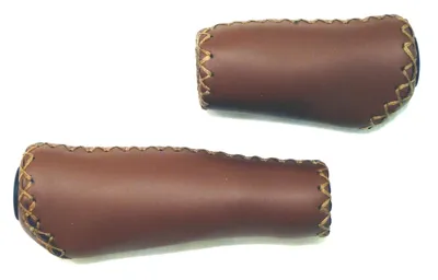Produktbild von Fahrradgriffe Leder braun lang / kurz ergonomisch geformt