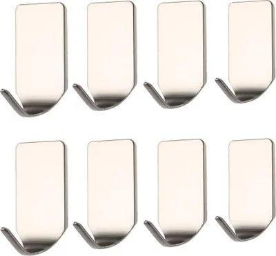 Produktbild von 8 Stück Badezimmer Selbstklebend Handtuchhaken Küche Wasserdicht Edelstahl Haken Kleber Kleiderhaken Ohne Bohren Klebehaken