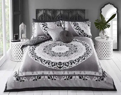 Produktbild von Famanu Bettwäsche Set Paisley-Muster, Mandala, Grau und Rosa - King Size