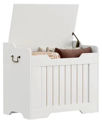 Produktbild von Sitztruhe aus Holz mit Stauraum, 63 cm, multifunktionale Schuhbank für Flur, Wohnzimmer, Schlafzimmer