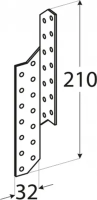 Immagine prodotto di Ancoraggio per arcareccio 32x210x2,0 mm LK3 sinistro Connettore angolare Ancoraggio per arcareccio Staffa per piastra forata