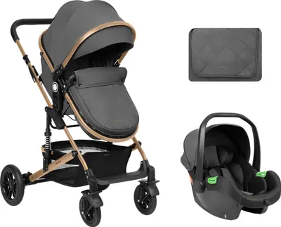 Produktbild von Kikkaboo Kombikinderwagen Amaia 3in1 i-Size Babyschale umbaubar Federung Tasche dunkelgrau