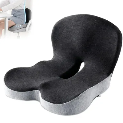 Productafbeelding van Orthopedisch zitkussen met rugleuning, ergonomisch zitkussen met traagschuim