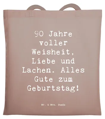 Produktbild von Mr. & Mrs. Panda Tote Bag Spruch 90. Geburtstag - Braun Pastell - Geschenk, Schultasche, Shopping Tasche, liebe Sprüche, Happy Birthday, Laptoptasche, Alter, Glückwünsche