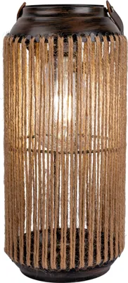 Produktbild von Näve Leuchten LED Solarleuchte "KORBINIAN" LED Solarleuchte "KORBINIAN" LED Solarleuchte "KORBINIAN", Lampe für den Außenbereich im Natural-Style, aus Metall, Kunststoff und Textilmaterial in natur, 29 cm hoch, Ø 13 cm, LED Platine – mit Schiebeschalter – Dämmerungssensor