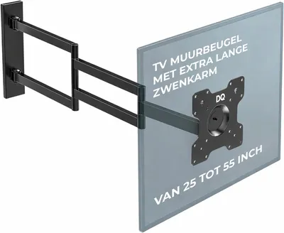 Productafbeelding van XL TV muurbeuge - Extra lange zwenkarm - Beugel - Draaibar flexibiliteit voor middelgrote tv - Zwart - 108-5 cm - 25 kg