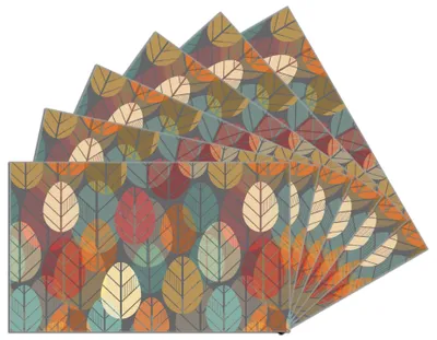 Produktbild von Wallario Frühstücksbrettchen 6er Set aus Glas, je 14 x 23 cm, mit rutschfesten Füßen, Motiv Bunte Blätter in Herbstlaune