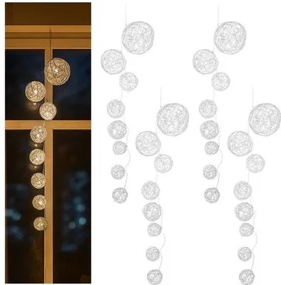 Productafbeelding van set van 4 LED lichtslingers met 8 bollen, decoratieve