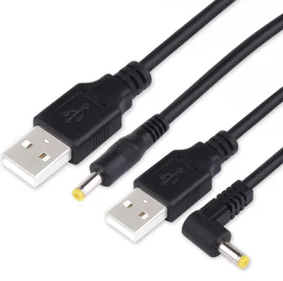 Produktbild von 2er Set USB-A auf DC 4,0×1,7 mm Kabel 5V 3A, 1 m, Gerade & Winkelstecker, Für LED Lampen, Ventilatoren & Lautsprecher
