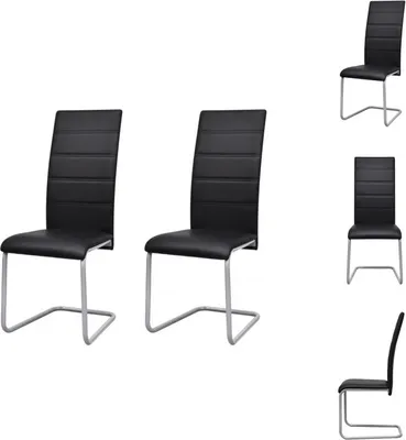 Produktbild von vidaXL Freischwinger 2 Stk. Schwarz Kunstleder -  Esszimmerstühle