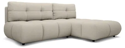 Immagine prodotto di Divano angolare con funzione letto e spazio contenitivo, modello Milorya, lato destro, colore beige chiaro
