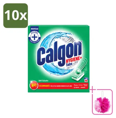 Imagen del producto de 10 tabletas de Calgon para la limpieza de lavadoras: protección contra la formación de cal, pack económico, 10 unidades