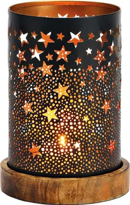 Produktbild von Windlicht auf Mangoholz 18cm schwarz