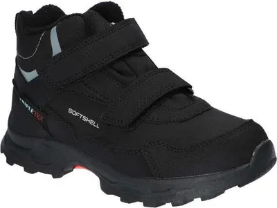 Produktbild von American Club Sn3422 Kinder Winterstiefel Softshell mit Klettverschluss | Gefüttert mit Fleece | Wasserdicht, Rutschfest & Warm | hochwertig Winterschuhe Schwarz 32