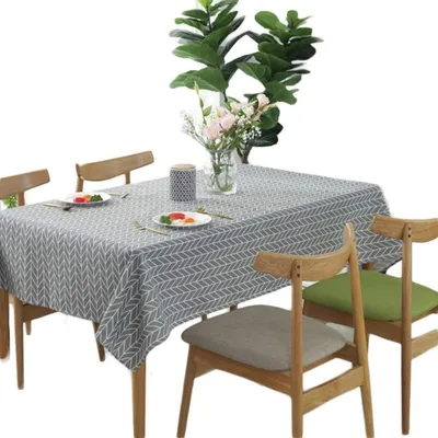 Produktbild von Tischdecke Rechteckig 120 x 180 cm Grau Baumwolle Leinen Twill
