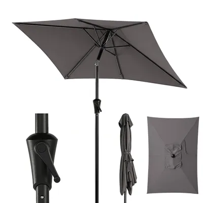 Produktbild von Sekey Rechteckiger Sonnenschirm 200 x 140 cm, Balkonschirm & Terrassenschirm mit Kurbel, UV50+ Sonnenschutz für Garten, Balkon und Terrasse