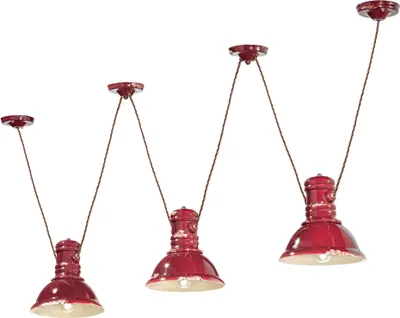 Produktbild von Hängeleuchte Keramik E27 Bordeaux Shabby Antik 3-flammig Vintage Design Keramikleuchte