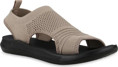Produktbild von VAN HILL Damen Komfort Sandalen Bequeme Strick Freizeit Schuhe 841662, Farbe: Khaki, Größe: 37