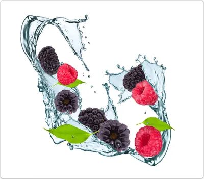 Produktbild von Spritzschutz Herdabdeckplatte Schneidebrett aus Glas Beeren auf Wassersplash 1-Teilig (60x52cm)