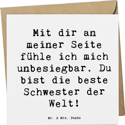Produktbild von Mr. & Mrs. Panda Klappkarte Spruch Beste Schwester - Weiß - Geschenk, anlasskarte, Glückwunschkarte, Liebe, doppelkarte, der Welt, Geschenke, faltkarte, Dankbarkeit, Für