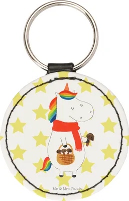 Produktbild von Mr. & Mrs. Panda Schlüsselanhänger Einhorn Pilz - Weiß - Geschenk, Deko, Unicorn, Liebeskummer, Taschenanhänger, Pilze, edel, mini, Spruch, kleiner, Einhörner, Anhänger