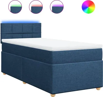 Produktbild von vidaXL Boxspringbett mit Matratze Blau 100x200 cm Stoff