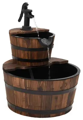 Obrázek produktu pro Zahradní fontána – fontána s pumpou – 44,5 x 44,5 x 58 cm – materiál: tkanina – pro venkovní použití – barva: armádově zelená