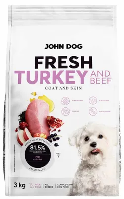 Immagine prodotto di Cane adulto John Dog tacchino fresco e carne di manzo Karma cibo secco per cane 3 kg