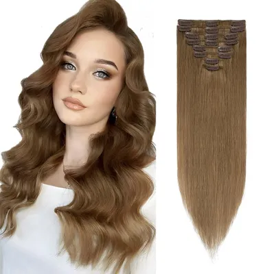 Produktbild von Solidchoice – 8 Clip-In-Haarverlängerungen, 20 cm, Hellbraun
