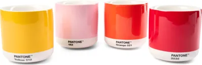 Zdjęcie produktu dla Kubek Pantone Latte - żółty, czerwony, pomarańczowy, jasnoróżowy (zestaw 4 sztuk)