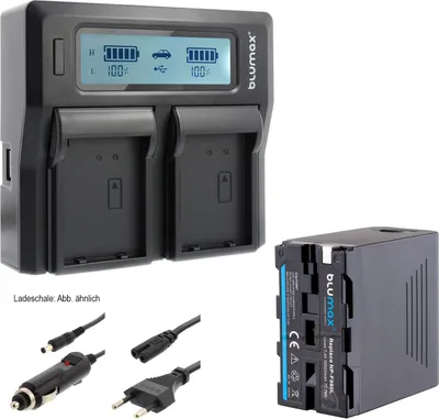 Produktbild von 1x Akku + Lader für Sony NP-F980L NP-F960 mit 5V USB Ausgang  10500 mAh 7,2V