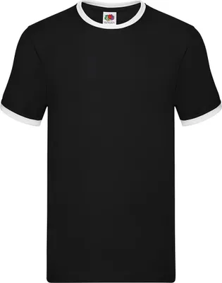 Immagine prodotto di Maglietta da uomo Fruit of the Loom 61-168-0 | Ringer - Colore: Nero/Bianco - Taglia: XL