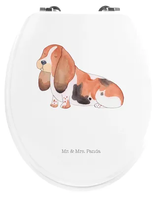 Produktbild von Mr. & Mrs. Panda Klobrille Hund Basset Hound - Weiß - Geschenk, klo deckel, Sprüche, WC Brille, Sitz, Süß