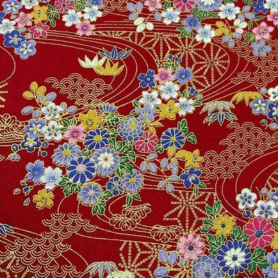 Zdjęcie produktu dla Tkanina bawełniana w czerwone kwiaty, 50 x 145 cm