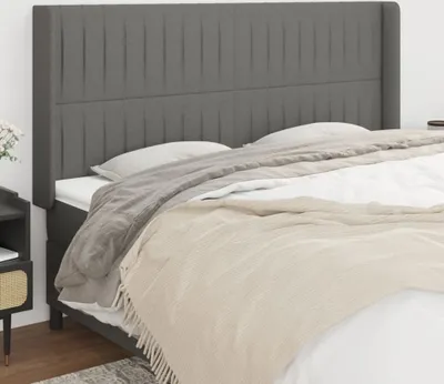 Produktbild von Kopfteil mit Ohren Dunkelgrau 203x16x118/128 cm Stoff