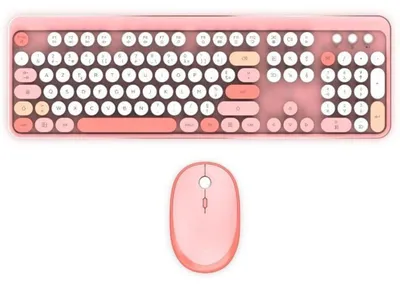 Image de Clavier et souris sans fil Pure Color avec pavé numérique intégré – Rose