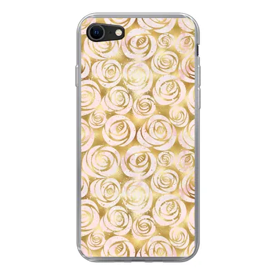 Produktbild von MuchoWow® Handyhülle Schutzhülle Hülle für iPhone 8 Marmor - Gold - Rosen - Muster Silikon Softcase Handy Hülle - Schutzhaube