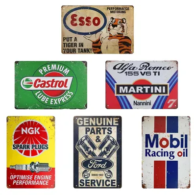 Produktbild von Set mit 6 Retro-Metallschildern zur Wanddekoration